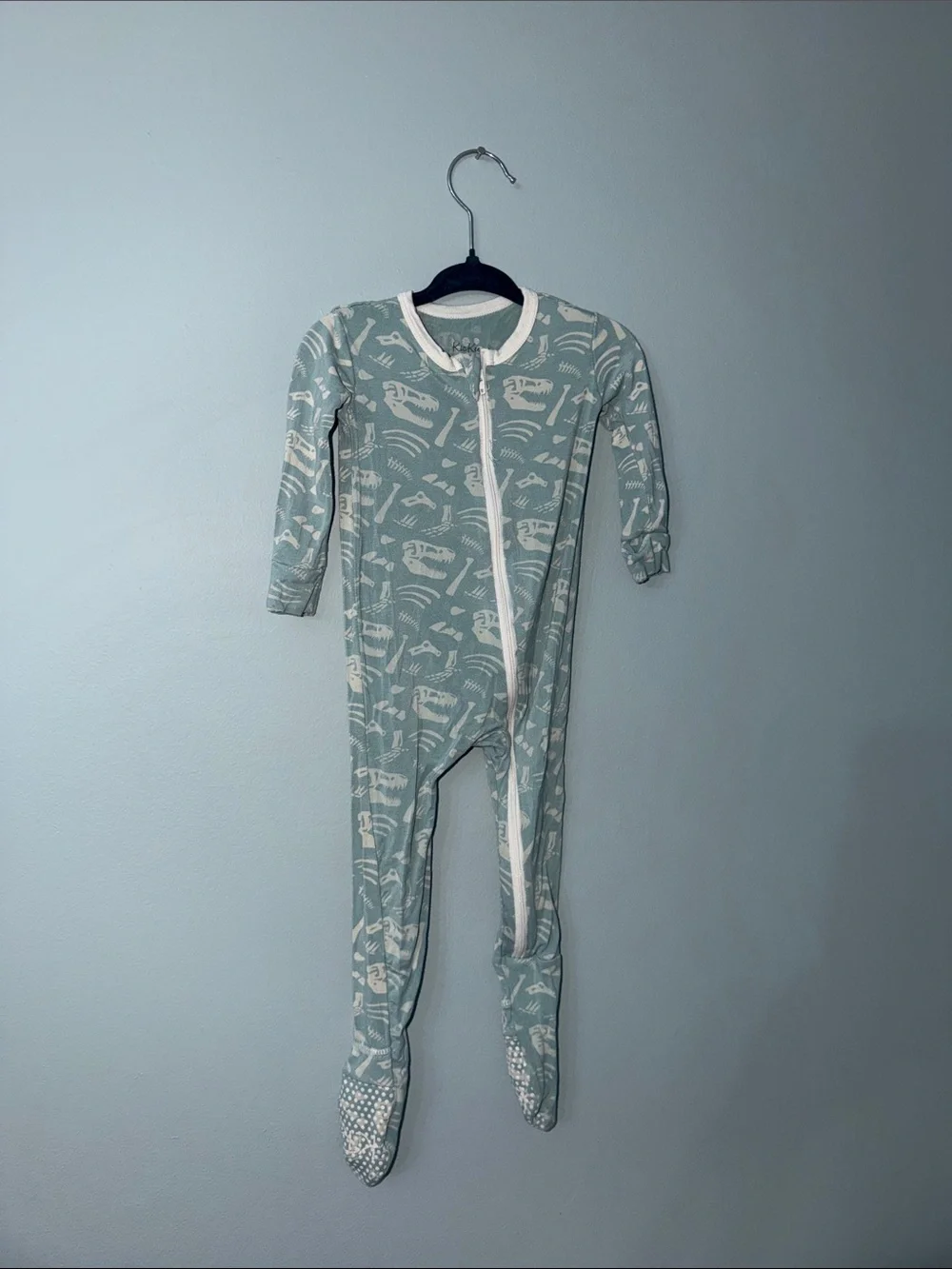 Kickee Pants blue Dinosaur Footed pajamas 9-12m